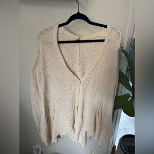 Free People Cream Knit Cardigan